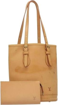 Louis Vuitton Tweedehands leren Louis Vuitton tassen - Dames - Vintage Shopper - Beige - ONE Size - Leer - Vintage