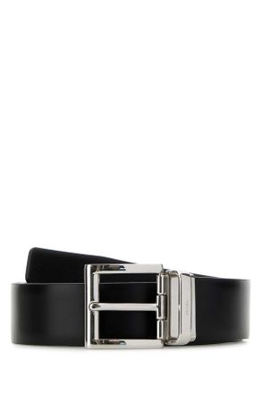Prada Black Leather Reversible Belt