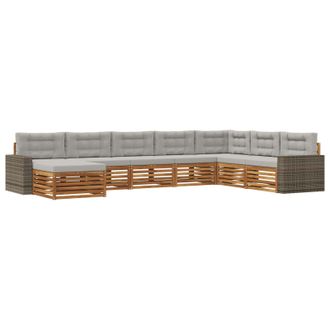 vidaXL Conjunto De Sof&aacute;s De Exterior 8 Pcs Natural Y Gris Claro Vidaxl