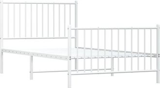 vidaXL Estructura Cama Sin Colch&oacute;n Con Estribo Metal Blanco 100x190 Cm Vidaxl