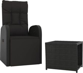 vidaXL Juego De Muebles Jard&iacute;n 2 Piezas Rat&aacute;n Sint&eacute;tico Y Acero Negro Vidaxl