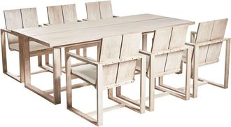 Beliani Conjunto de comedor 6 personas de madera marr&oacute;n