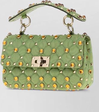 Valentino Garavani rockstud spike fabric clutch bag
