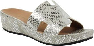 L'Amour Des Pieds Catiana Sandal In Silver Gold Snake Print