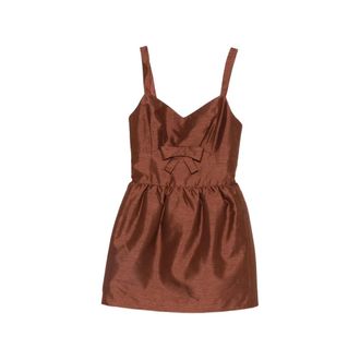 Shushu/Tong Short Dresses, female, Brown, Size: 2XS V-neck Bow Strap Gathered Dress