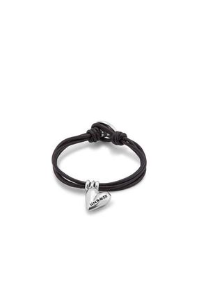 UNOde50 Leather bracelet with a sterling silver-plated heart charm at Nordstrom, Size Medium