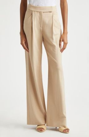 Veronica Beard Marbeau High Waist Wide Leg Pants in Stone Khaki at Nordstrom, Size 16