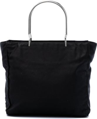 Prada Pre-owned Womens Tessuto Metal Handle Bag - Black Textile - One Size