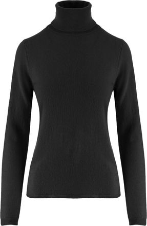 Allude Black Ribbed Turtleneck Cashmere Sweater