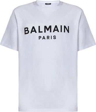 Balmain Paris Print T-Shirt - Heren - T-shirts - Wit - S - Katoen - Tops