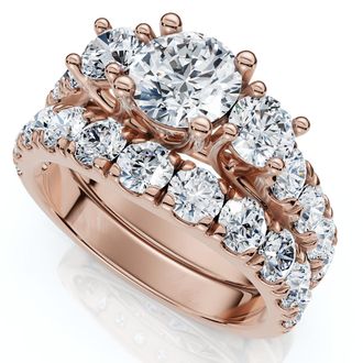 Pompeii3 2Ct TW 3-Stone Diamond Engagement Wedding Ring Set 14k Gold or Pt Lab Grown