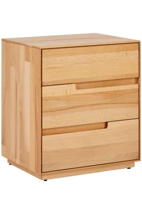 MID.YOU Mid.you Nachtkästchen, Kernbuche, Holz, Kernbuche, massiv, 3 Schubladen, 50x60x40 cm, Schlafzimmer, Nachtkästchen