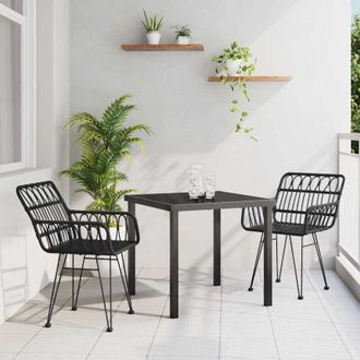 vidaXL Conjunto De Comedor De Jard&iacute;n 3 Pcs Negro Polirat&aacute;n Vidaxl