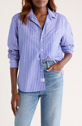 Frank & Eileen Eileen Relaxed Button-Up Shirt in Bright Blue/Pink Stripe at Nordstrom Rack, Size Small
