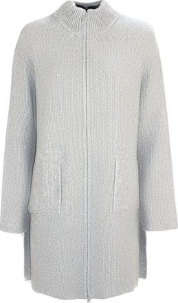 KANGRA Seed-stitch Gebreide Jas - Dames - Lange truien - Grijs - S - Wol - Truien & Vesten