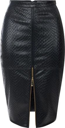 Elisabetta Franchi Visgraat Kokerrok - Dames - Kokerrokken - Zwart - 2XL - Leer - Rokken