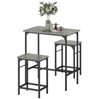 STILVORA Juego De Mesa De Bar Con Set De Taburetes, Mesa De Comedor Con 2 Sillas, Mesa De Cocina Para Comedor, Cocina, Gris