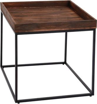 Hhg Tavolino portavasi decorativo da interno 857 legno 60x60x60cm legno scuro