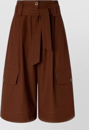 Pinko belted waist knee length wide leg cargo trousers