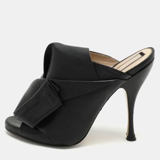 N&deg;21 N21 Black Leather Ronny Slide Sandals