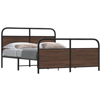 Berkfield Home Metal Bed Frame without Mattress Brown Oak 150x200 cm King Size