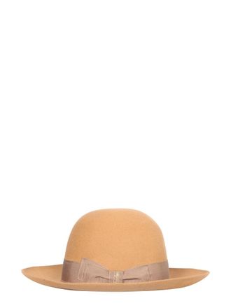 Borsalino 212993_90520181 Wide Brim Leather Sun Hat - Brown