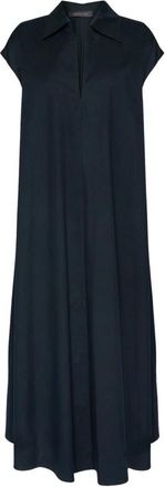 Elena Miro Midi-jurk met V-hals en kimono-mouwen - Dames - Casual kleedjes - Blauw - S - Katoen - Kleedjes