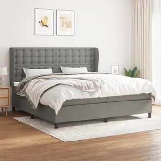 vidaXL Vidaxl - Cama Box Spring Con Colch&oacute;n Tela Gris Oscuro 200x200 Cm
