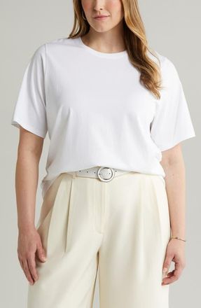 Nordstrom Relaxed Fit Pima Cotton Crewneck T-Shirt in White at Nordstrom, Size 1 X