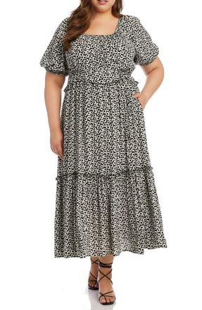Karen Kane Puff Sleeve Maxi Dress in Floral at Nordstrom, Size 2X