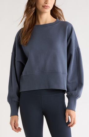 Zella Cloud Fleece Relaxed Sweatshirt in Navy Armada at Nordstrom, Size Xx-Large