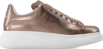 Alexander McQueen Womens Metallic Leather Oversized Sneaker Rose Gold Calfskin