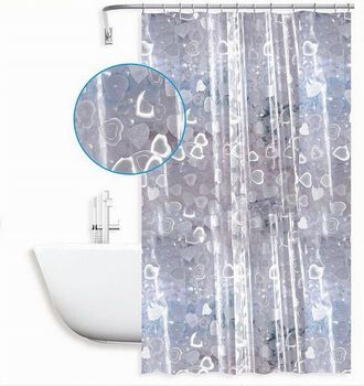 Trade Shop Trade Shop - Tenda Doccia Vasca Bagno Impermeabile 12 Ganci Effetto 2d Cuori 240x200 Cm 59810