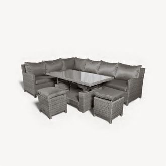 Royalcraft Paris 7pc Deluxe Modular Corner Dining Set in Grey