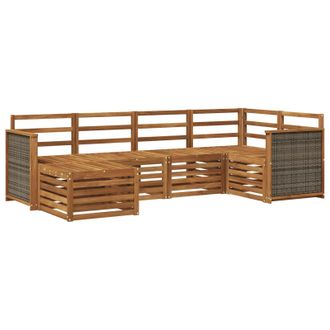 vidaXL Set Di Divani Da Esterno 5 Pz Naturale Legno Di Acacia Massello Vidaxl