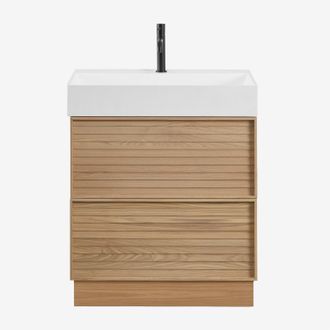 Sklum Sklum - Conjunto De Mueble De Ba&ntilde;o En Madera Con Lavabo Integrado Jolene