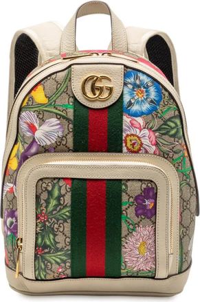 Gucci 2016-2025 Small GG Supreme Flora Ophidia backpack - Brown