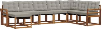 vidaXL Conjunto De Sof&aacute;s De Exterior 8 Uds. Gris Natural Y Claro Vidaxl