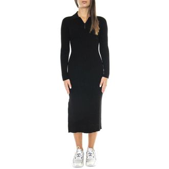 Lacoste Getailleerde Midi Jurk - Dames - Casual kleedjes - Zwart - S - Leer - Kleedjes