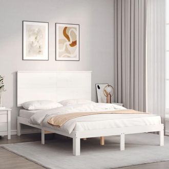 Berkfield Home Bed Frame with Headboard White 120x200 cm Solid Wood
