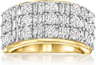 Ross-Simons Round and Baguette Diamond Ring in 14kt Yellow Gold