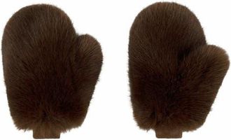Cynthia Rowley Faux Fur Oversized Mittens in Brown at Nordstrom