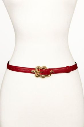 Raina Small Snake Buckle Leather Belt in Red at Nordstrom, Size Medium