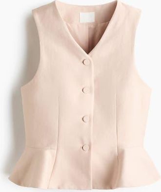 H&M V-neck Peplum Waistcoat in Light Beige at Nordstrom, Size Xx-Large