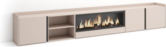 Skraut Home Skraut Home - Mueble Tv, Televisi&oacute;n, Muebles De Sal&oacute;n, Almacenaje, 315x35x50cm, Para Tv Hasta 80, Chimenea El&eacute;ctrica Xxl, Estilo Moderno, Beige