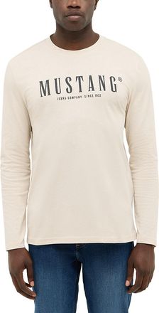 Mustang Langarmshirt MUSTANG Style Asheville, Herren, Gr. XL, beige (oatmeal), Jersey, Obermaterial: 100% Baumwolle, bedruckt, regular fit normal, Rundhals, S