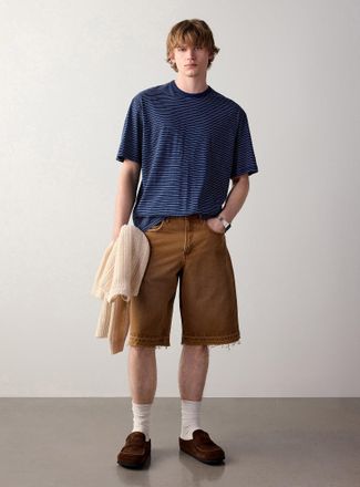 Redefined Rebel Mens Frayed faded-brown jort Baggy fit