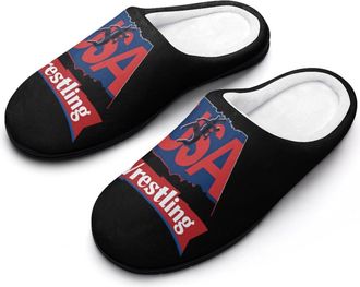 Generic Wrestling U.s. Mens House Slippers Memory Foam Washable Cotton Slip on Home Shoes