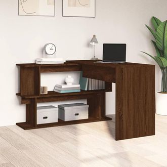 Berkfield Home Modern Corner Desk Brown Oak 200x50x76 cm Engineered Wood | Size: 200 x 50 x 76 cm