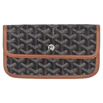 Goyard Goyard St. Louis Pouch in Bruin en Zwart Goyardine en Leer